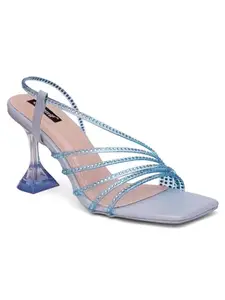 SHERRIF Women's Blue Color Stiletto Heel Mules (SF-4425-BLUE-34)