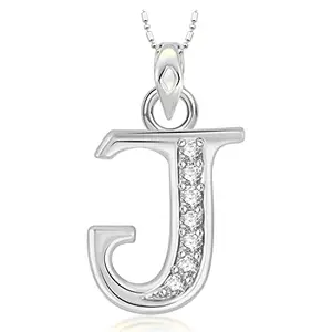 VSHINE FASHION JEWELLERY VSHINE "J" Pendant American Diamond Pendant with Silver Chain for Women, Girls, Boys and men -VSP1583R