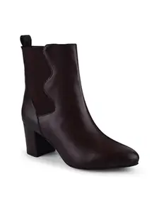 Shuz Touch Brown Solid Ankle Boots