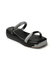 ICONICS Women's Slip On Comfortable Sandals for Daily Work Casual Use I ICN-ST-Wn-52 Black 8 Kids UK