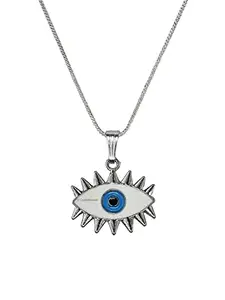 Crystal Heaven Evil Eye Necklace Pendant - Original Turkish Silver Jewelry for Women, Strong Spiritual Ojo Nazar Necklace (White)