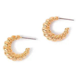 Accessorize London Women's gold Super Classics Croissant Hoop Earring