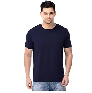 ANTAYUL Apparel Men's Regular Fit Cotton T-Shirt Mens Round Neck Solid Tshirt (Large, Navy-Blue)