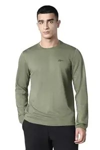 Reebok Men's 100% Cotton Casual T-Shirt | Pure Cotton Soft Breathable Regular Fit Full Sleeve Waffle Pullover | Round Neck Premium Tshirt