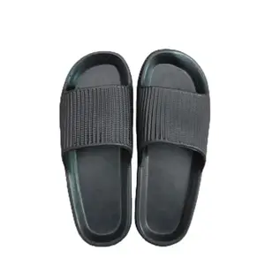 Comfortable Slip-On Slides with Ridged Sole, Grey (BLACK, UK Footwear Size System, Adult, Men, Numeric, Medium, 8)