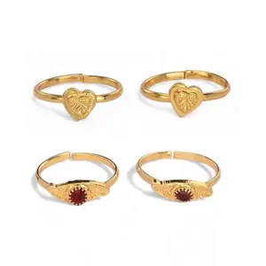 AanyaCentric Set of 2 Pair Gold-Plated Toe Rings Adjustable Traditional & Fashion Accessories for Women