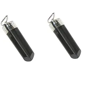ASTROGHAR Set of Two black tourmaline Crystal Pencil Shaped Black pendant For men And Women