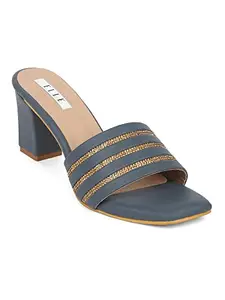 Elle Women's Heels Sandal, Navy Blue, 3