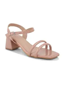 Creattoes Women’s Block Heel Sandals | Patent Finish | Party & Casual Wear | Adjustable Buckle | CR109