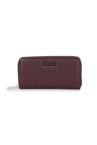 Van Heusen Women Leather Maroon Textured Casual Wallets