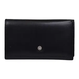 Leatherman Fashion LMN Genuine Leather Black Ladies Wallet(11 Card Slots)