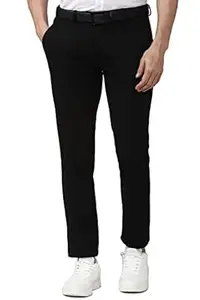 Peter England Men's Slim Fit Mid Rise Formal Stretchable Knit Super Trouser | Comfort Lycra | 360-Degree Stretch