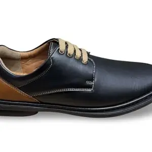 N P STYLE Men's Casual Leather Oxford Shoes, Black and Brown, Lace-up Design with Durable Rubber Sole (Black, UK Footwear Size System, Adult, Men, Numeric, Medium, 10)