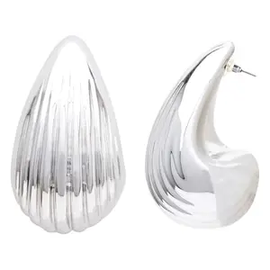 I Jewels Silver Plated Lightweight Drop Chunki Earrings For Women (E3280S)