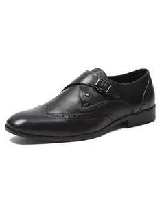 Monte Carlo Mens Black Solid Genuine Leather Monk Shoes (201816FW-2-8)