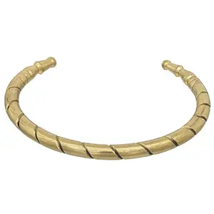 Memoir Brass Tube design, Stripe slit open end, free size Kada Men Women