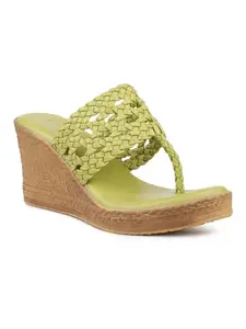 Inc.5 Women Green Textured Wedge Heels