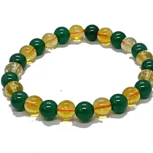 Citrine & Green Bracelet for Prosperity Feng Shui Energy Bracelet, Men Women Beaded Bracelets