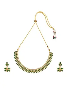TEEJH Mehek Green Gold Necklace Set