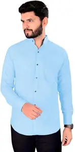 TTrendy Casual Shirt Man||Fashionable and Trending||GHY1-C1_Chinese_Light Blue_L