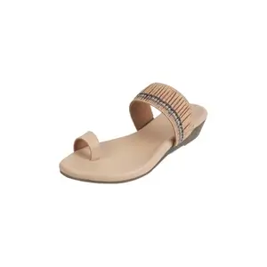 Metro Women Beige Comfort Wedge Heel Slip-on Sandal UK/5 EU/38 (32-969)