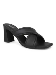 Inc.5 Women Black Open Toe Block Heels