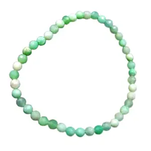 RRJEWELZ Natural Chrysoprase 4mm Round Shape Smooth Cut Beads 7.5 Inch Stretchable Bracelet For Men & Women. Unisex Bracelet For Healing, Meditation, Prosperity, Gift & Luck|STBR_RR_10936_7.5