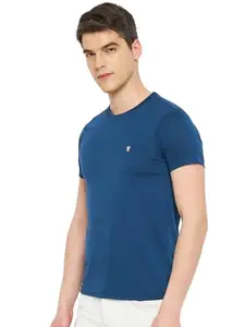 RELANE Men's Solid Round Neck Tshirt -ACCRN101-Airforce