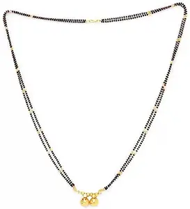 Soni Jewellery Long Mangalsutra Designs Gold Plated 28-inch Length Vati Tanmaniya Pendant/Double Line Layer Long Mangalsutra for Women
