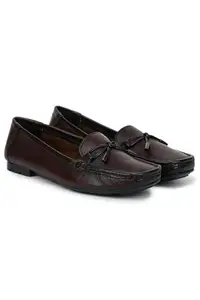 Zoom Shoes Premium Leather Comfortable Lightweight Bellies for Women with Rubber Sole Ideal for Casual Wear Brown