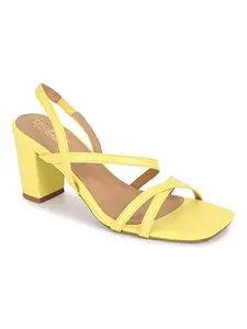 TRUFFLE COLLECTION Women's ST-1352 Yellow PU Fashion Sandals - UK 5