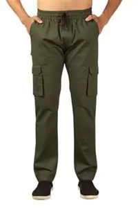 AROZIYA Men’s Cotton Cargo Pants | Casual Trousers for Men | Comfortable Lower for Men | Chino Pants with 6 Pockets & Drawstring Elastic Waistband