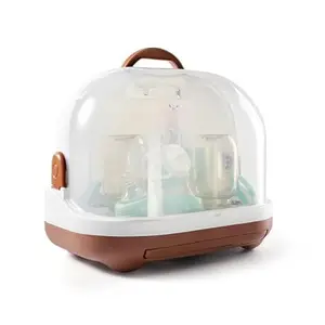 Adore Pro Hurricane 2 in 1 Baby Bottle Drying Rack & Storage Box with Lid & Handle (Brown)