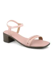 Inc.5 Women Peach Solid Open Toe Block Heels