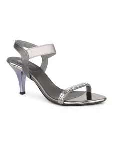 Inc.5 Women Pewter Embellished Party Slim heel Sandals
