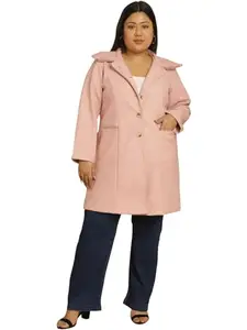 theRebelinme Plus Size Women's Pink Longline Felt Jacket(XXXXL)
