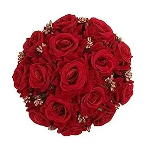 JBH ales Full Bun Red Rose Flower Hair Bun Gajra For Bridal Hair Styling Accessories For Women Wedding Pack of 1