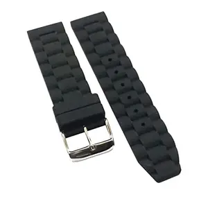 Ewatchaccessories 22mm Silicone Rubber Watch Band Strap Fits SENTRY A0201.BO BLACKOUT 0200 Black Pin Buckle