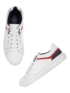 Carlton London Women White-Red Comfortable Lace-Up Snakeer with Heels, for for Casual, Walking & Daily Use (39)
