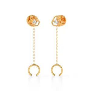 Perrian Natural Diamond Sui-dhaga Earring in 14K Yellow Gold | Sui Dhaga Earring | SI-GH Clarity