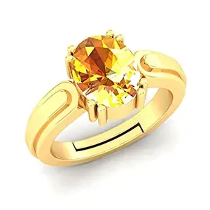 Jemskart Certified Unheated Untreatet 7.25 Ratti 6.50 Carat A+ Quality Natural Yellow Sapphire Pukhraj Gemstone Ring For Women's and Men's