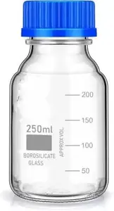 Borosilicate Glass Measuring Reagent Bottle With Blue Screw Cap For Laboratory And Professional Use 250 Ml