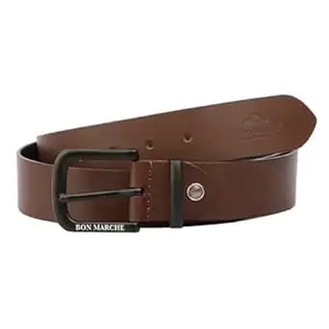 Men Genuine Leather Belt | Classic Brown Formal & Casual Wear Belt with Matte Black Metal Buckle
