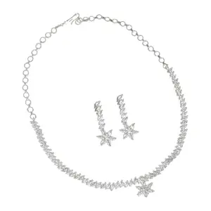 RUSIMERSI Silver color american diamond necklace set For Women & Girls