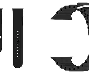 ACM Pack of 2 Watch Strap Slide 42mm 44mm 45mm 46mm 49mm Silicone Belt compatible with Boat Wave Glory Pro Smartwatch Sports with Classic Band (Black)