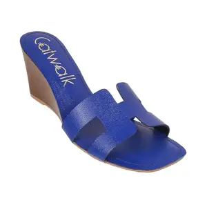 Catwalk Women Stylised Open Back Platforms | For Women & Girls (BLUE,5 UK)