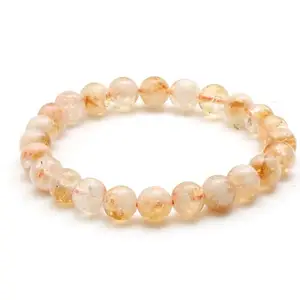 Atyahara Citrine Bracelet - Genuine 8mm Golden and Light Citrine Gemstone Beads - Stretchable, Adjustable Band - Elegant Jewelry for Men & Women (Light Yellow)