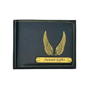 NAVYA ROYAL ART Customised Men Leather Wallet - Name/Mr Leather Wallet for Mens - Logo Printed on Wallet - Black