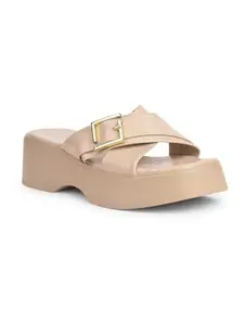 Bata Women's Mule Wedge Heel Sandal - Beige (6Uk)