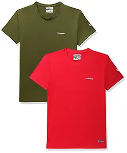 Charged Endure-003 Chameleon Spandex Knit Round Neck Sports T-Shirt Olive Size Small And Charged Pulse-006 Checker Knitt Round Neck Sports T-Shirt Red Size Small